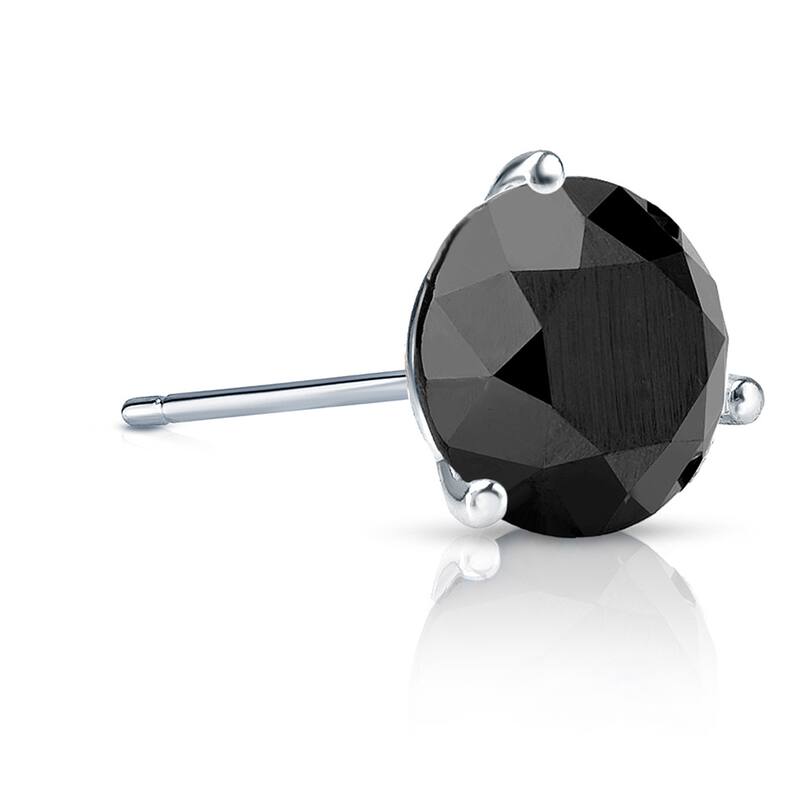 Auriya 14k Gold 2ct TDW Round SINGLE (1) Black Diamond Stud Earring