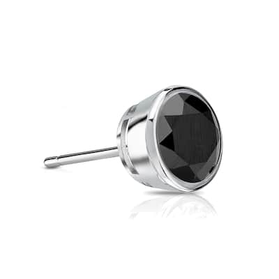 Auriya 1/4ctw Bezel-Set Round Black Diamond SINGLE (1) Stud Earring 14k Gold
