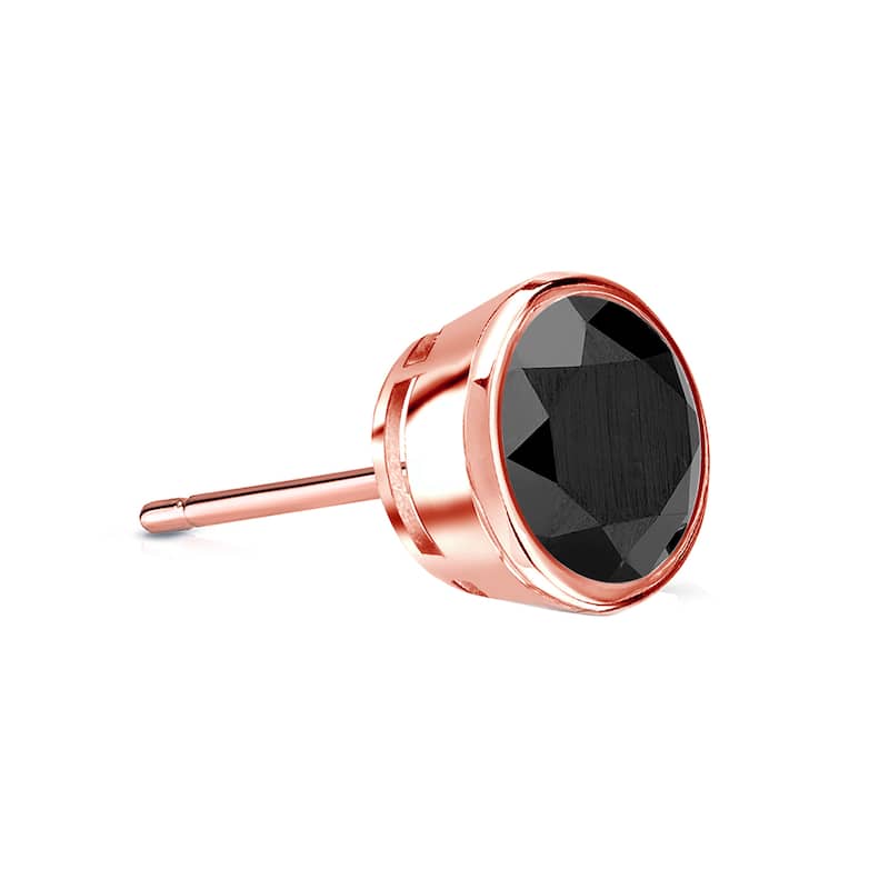 Auriya 1/4ctw Bezel-Set Round Black Diamond SINGLE (1) Stud Earring 14k Gold