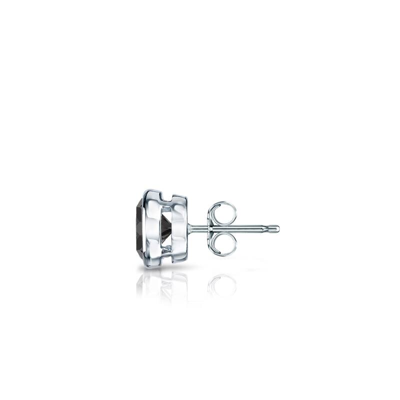 Auriya 1/4ctw Bezel-Set Round Black Diamond SINGLE (1) Stud Earring 14k Gold