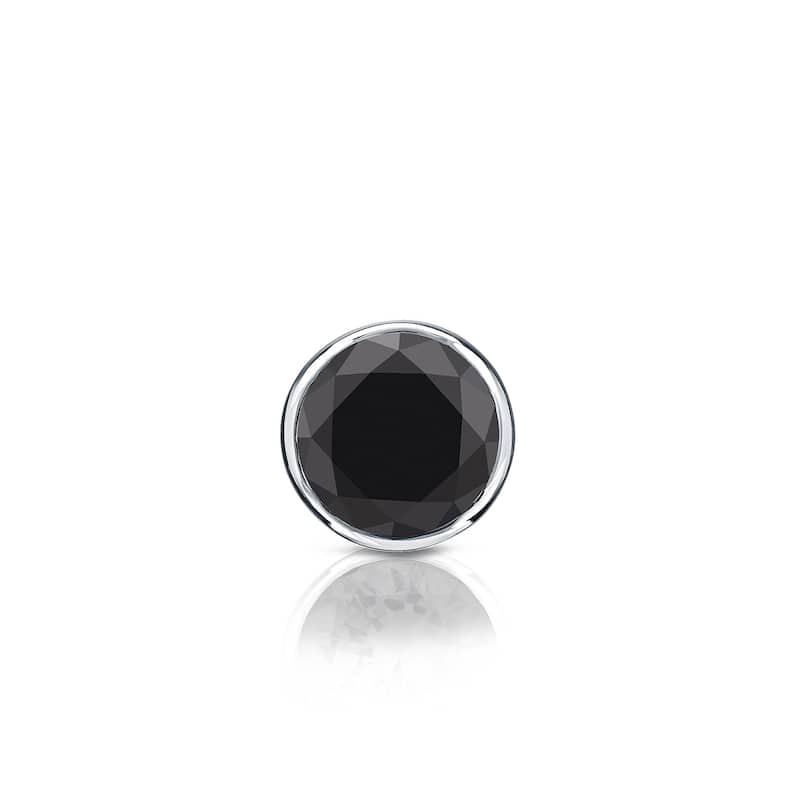 Auriya 1/4ctw Bezel-Set Round Black Diamond SINGLE (1) Stud Earring 14k Gold