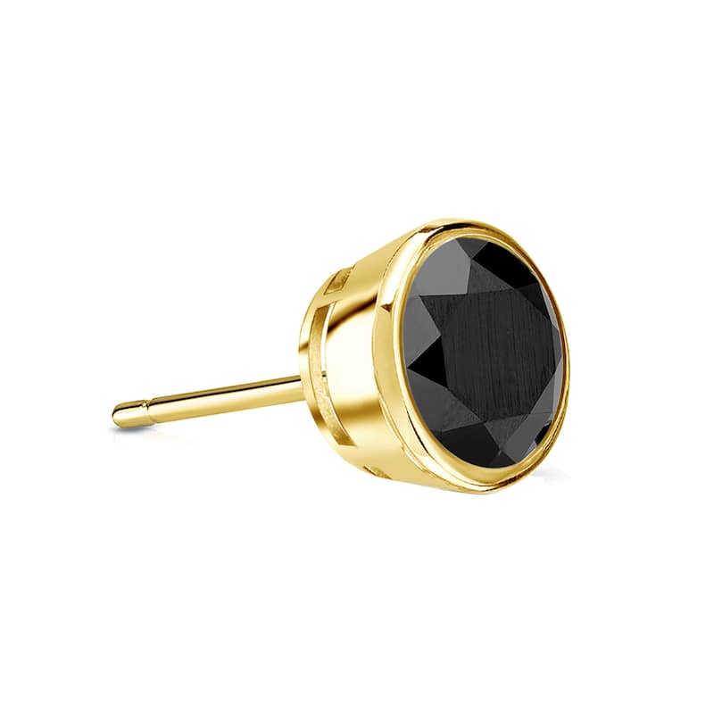 Auriya 1/4ctw Bezel-Set Round Black Diamond SINGLE (1) Stud Earring 14k Gold