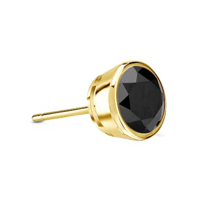 Auriya 14k Gold 1/3ct TDW Bezel-Set Round SINGLE (1) Black Diamond Stud Earring
