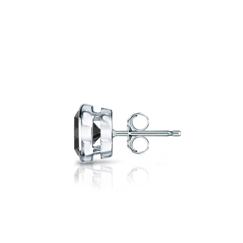 Auriya 14k Gold 1/2ct TDW Bezel-Set Round SINGLE (1) Black Diamond Stud Earring