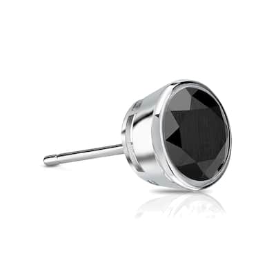 Auriya 14k Gold 1/2ct TDW Bezel-Set Round SINGLE (1) Black Diamond Stud Earring