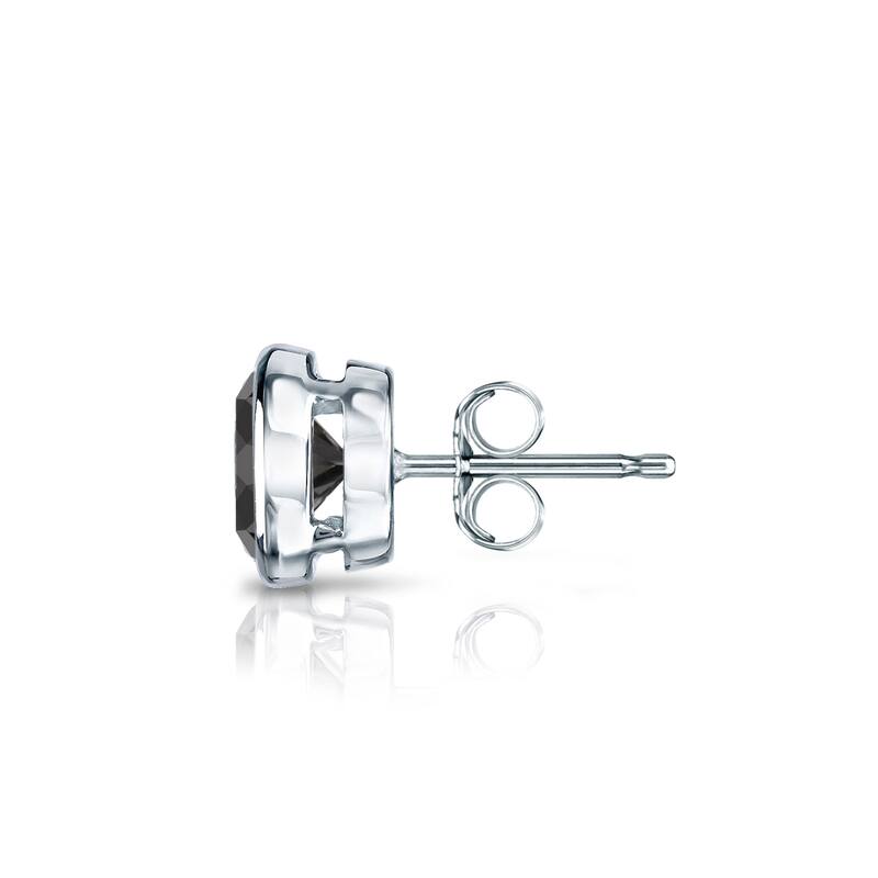 Auriya 3/4ctw Bezel-Set Round Black Diamond SINGLE (1) Stud Earring 14k Gold
