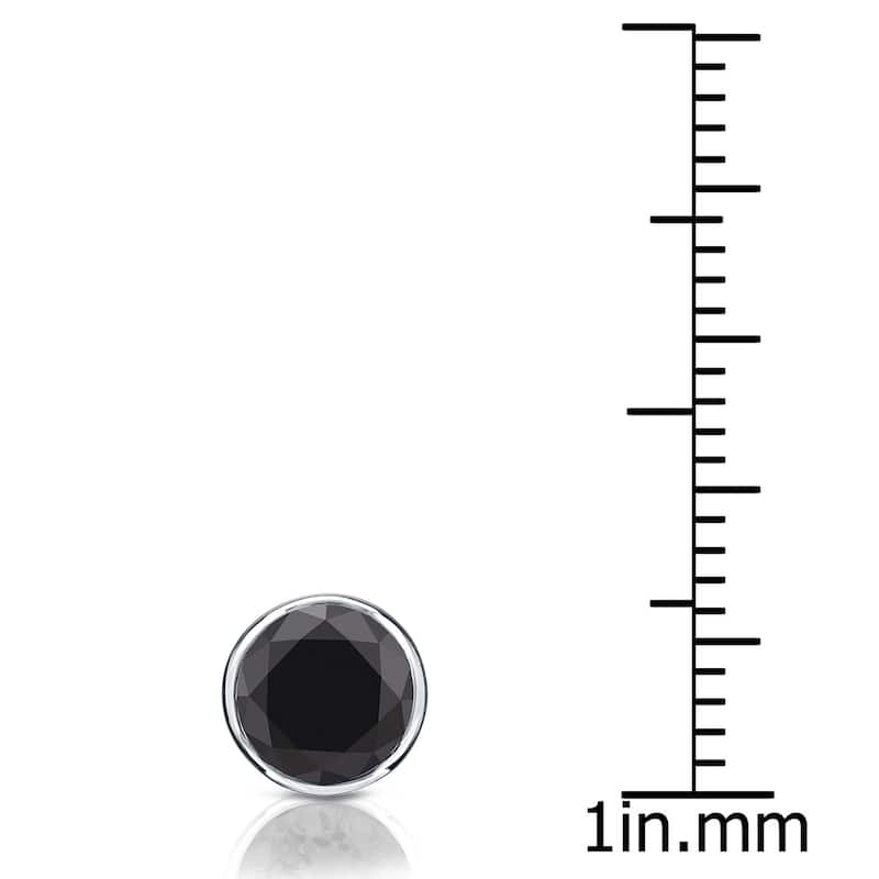 Auriya 14k Gold 1ct TDW Bezel-Set Round SINGLE (1) Black Diamond Stud Earring