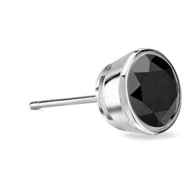 Auriya 14k Gold 1 1/4ct TDW Bezel-Set Round SINGLE (1) Black Diamond Stud Earring