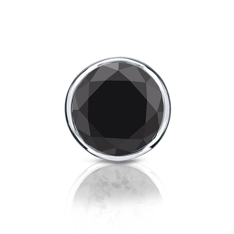 Auriya 1 1/2ctw Bezel-Set Round Black Diamond SINGLE (1) Stud Earring 14k Gold