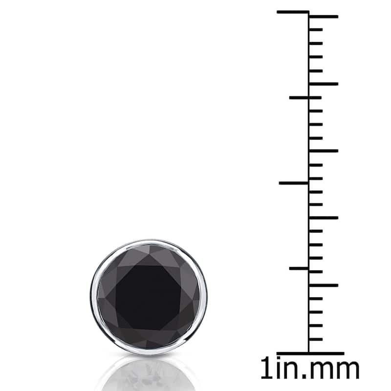 Auriya 14k Gold 2ct TDW Bezel-Set Round SINGLE (1) Black Diamond Stud Earring