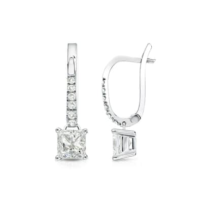 Auriya 14k Gold 3/4ctw Princess-cut Diamond Dangle Earrings (J-K, I1-I2)