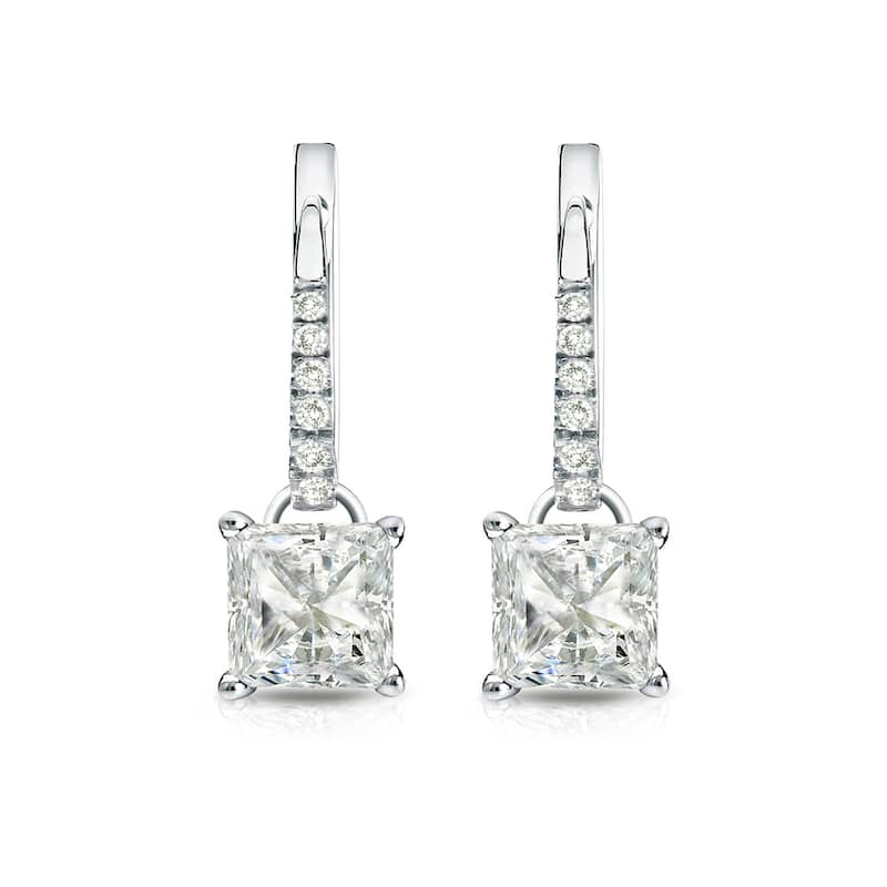 Auriya 14k Gold 1ctw Princess-cut Diamond Dangle Earrings (J-K, I1-I2)