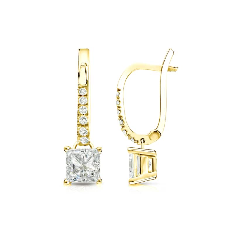 Auriya 14k Gold 1ctw Princess-cut Diamond Dangle Earrings (J-K, I1-I2)