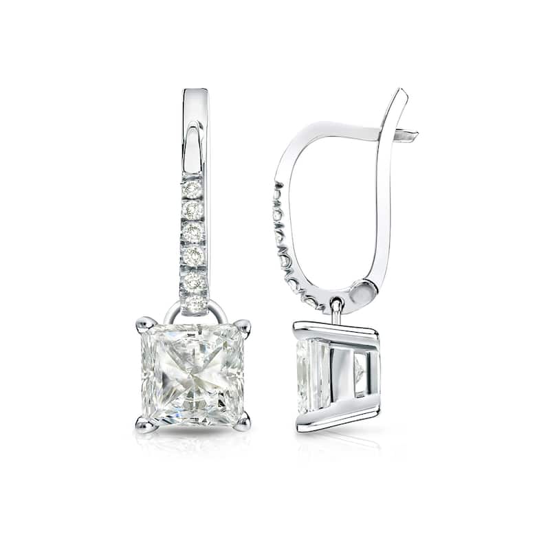 Auriya 14k Gold 2ctw Princess-cut Diamond Dangle Earrings (J-K, I1-I2)