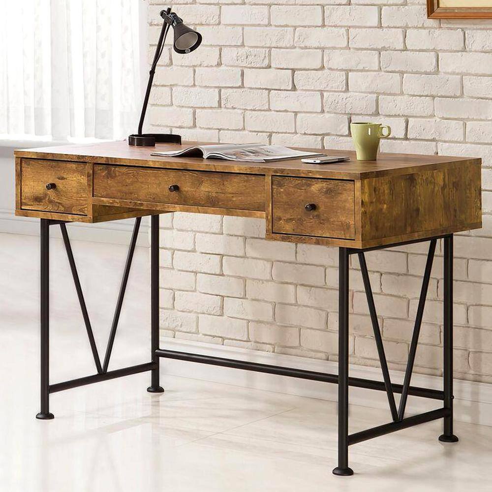 Mid-century Industrial Writing Desk with Drawers
