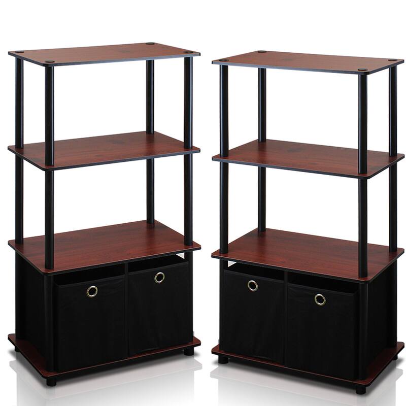 Porch & Den Beige/ Brown Composite Wood and PVC 4-tier Storage Shelves (Set of 2)