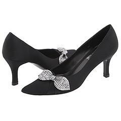 Vaneli Zordon Black Satin w/Clear Rhinestones Pumps/Heels