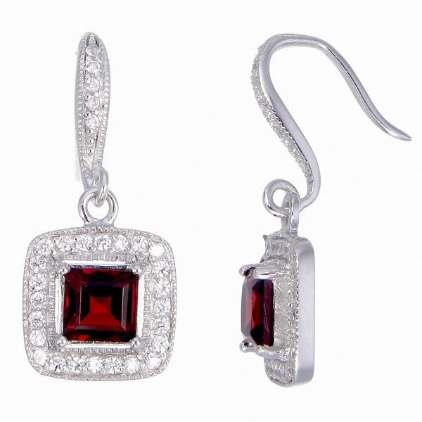 Women S Sterling Silver 1 80 Carat Garnet And White Cubic Zirconia Women X27 S Sterling Silver 1 80 Carat Garnet And White Cubic