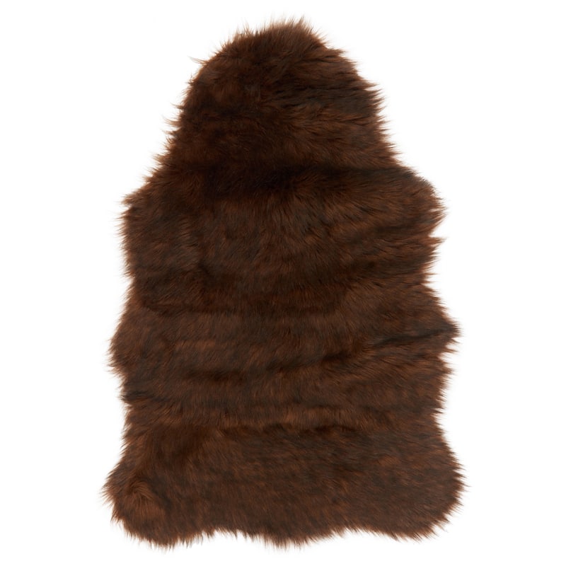 Alexander Home Faux Fur Two-toned Textured Shag Rug - Brown/Black - 3' x 5' /Surplus