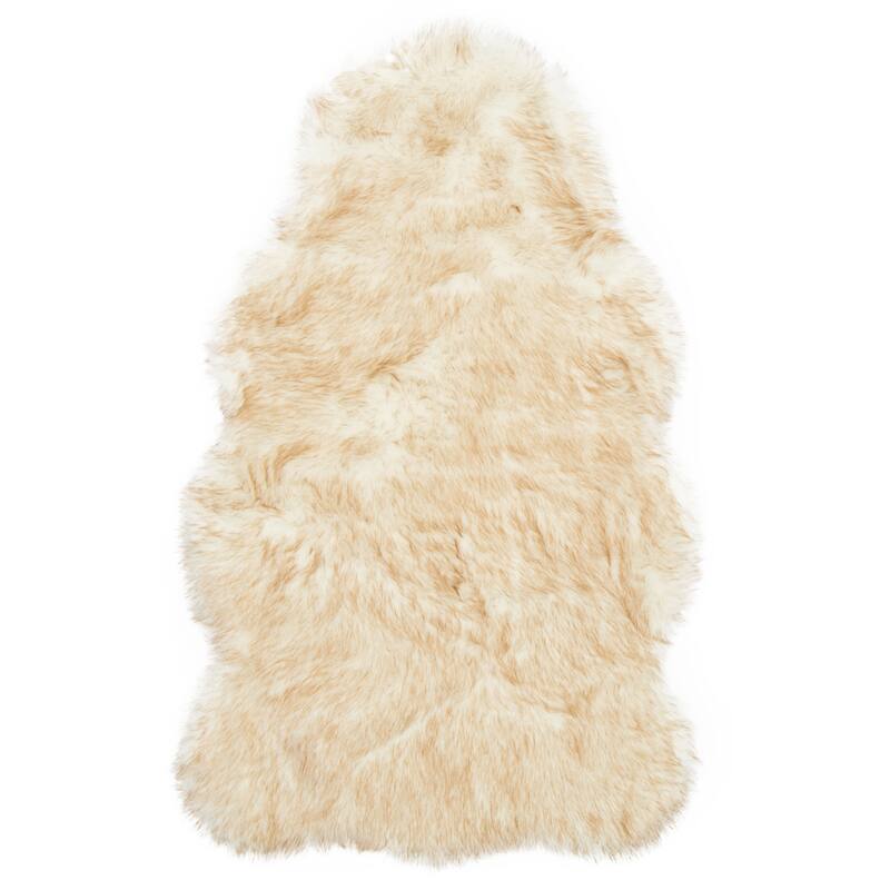 Alexander Home Faux Fur Two-toned Textured Shag Rug - Ivory/Beige - 3' x 5' /Surplus