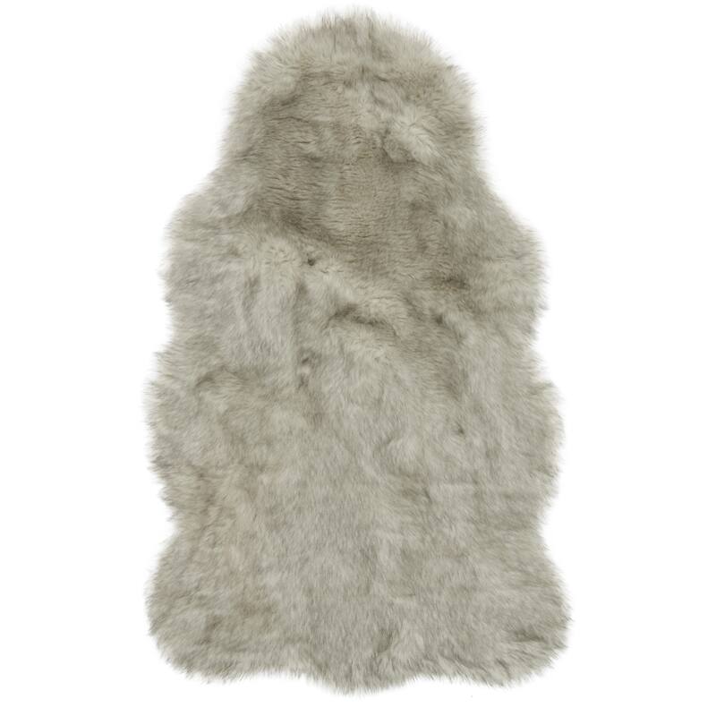 Alexander Home Faux Fur Two-toned Textured Shag Rug - Silver/Grey - 3' x 5'