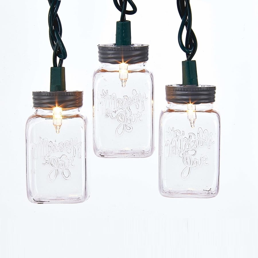 Kurt Adler UL 10-Light Clear Mason Jar Light Set