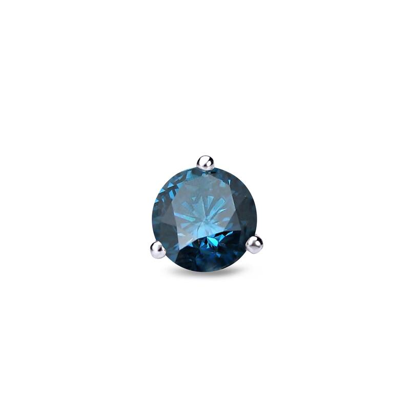 Auriya 14k Gold 1/4ct TDW 3-Prong Martini Blue SINGLE (1) Diamond Stud Earring
