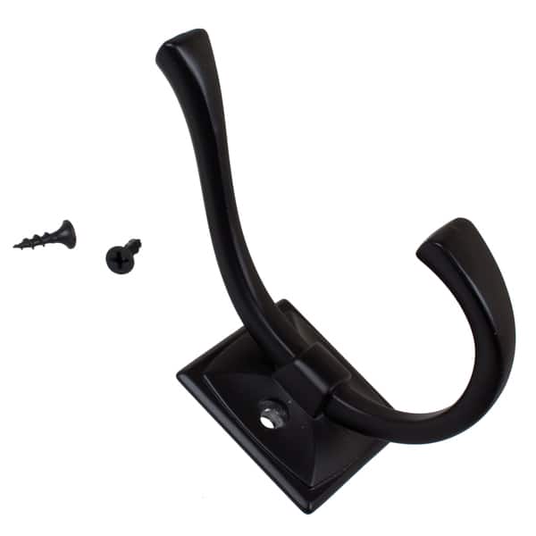 slide 2 of 5, GlideRite 4.25-inch Decorative Matte Black Flared Double-Prong Coat Hooks (Pack of 10 or 25)