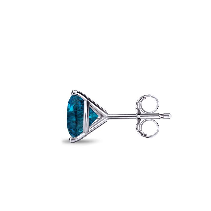 Auriya 14k Gold 1/3ct TDW Round SINGLE (1) Blue Diamond Stud Earring