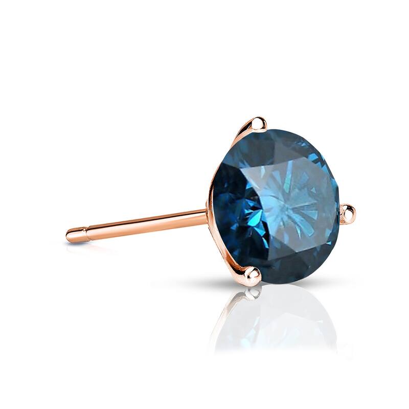 Auriya 14k Gold 1/3ct TDW Round SINGLE (1) Blue Diamond Stud Earring