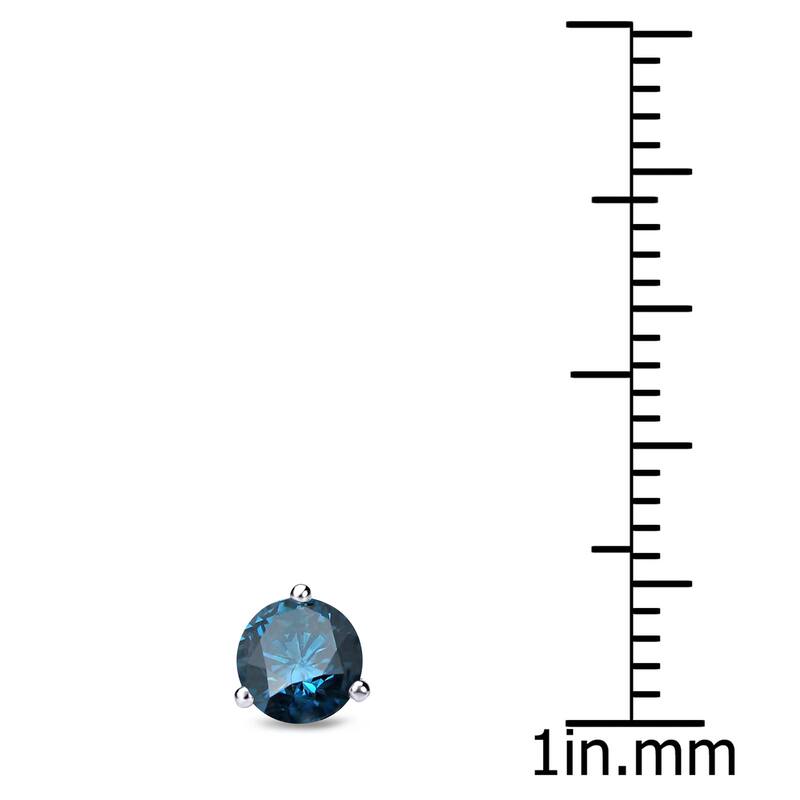 Auriya 14k Gold 1/3ct TDW Round SINGLE (1) Blue Diamond Stud Earring