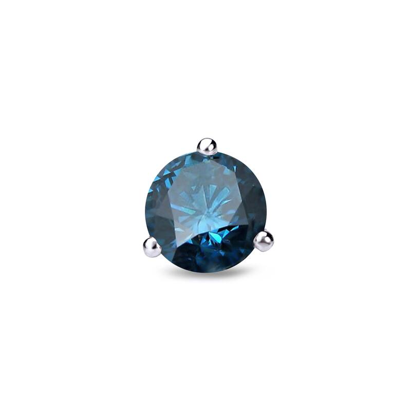 Auriya 14k Gold 1/3ct TDW Round SINGLE (1) Blue Diamond Stud Earring