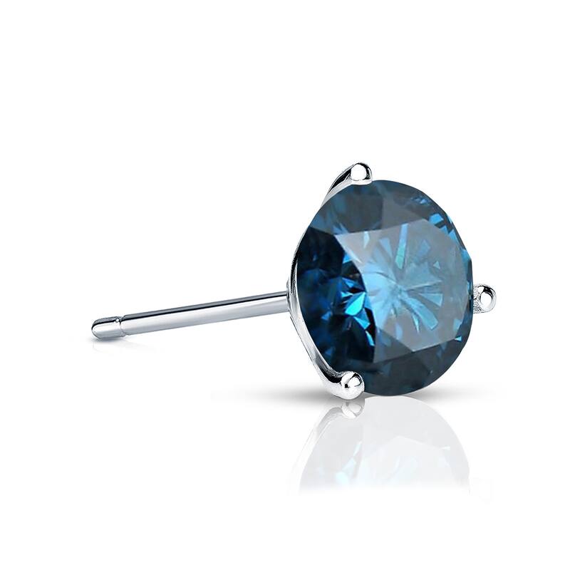 Auriya 14k Gold 1/3ct TDW Round SINGLE (1) Blue Diamond Stud Earring
