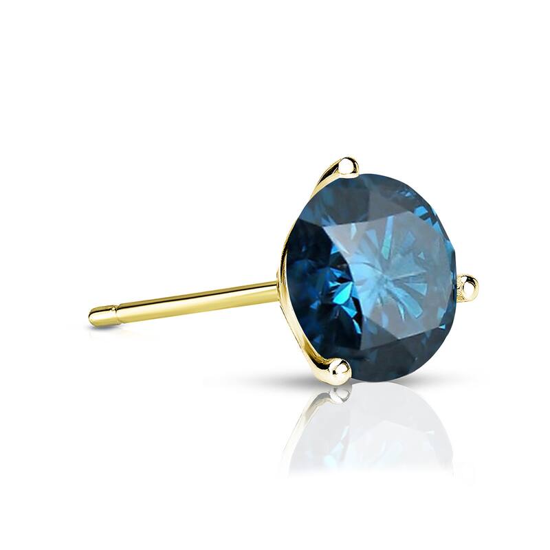 Auriya 14k Gold 1/3ct TDW Round SINGLE (1) Blue Diamond Stud Earring