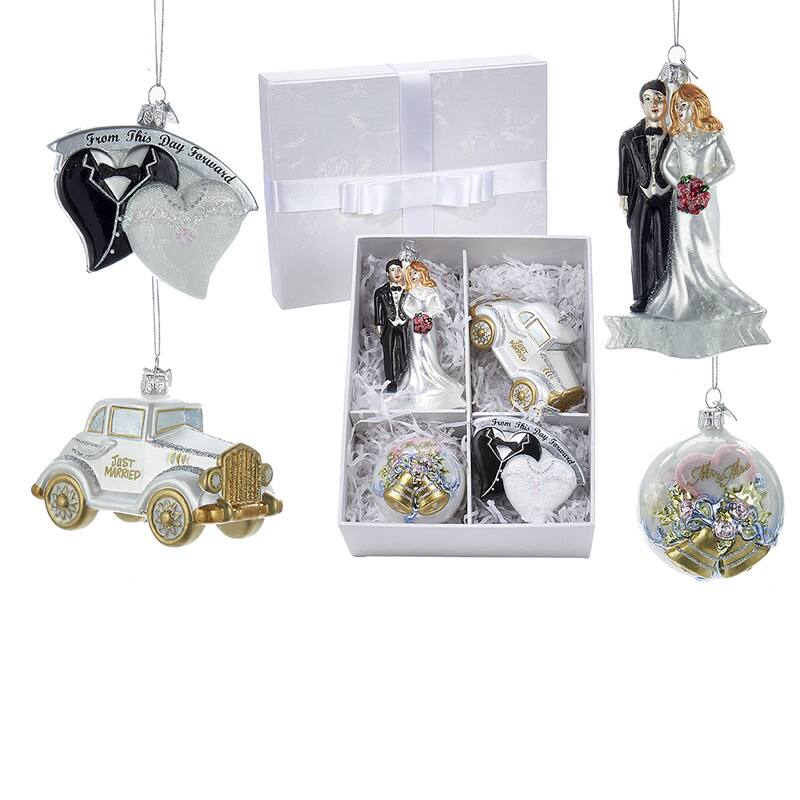 Kurt Adler 3.5-Inch-5-Inch Noble Gems Wedding Ornament Set of 4