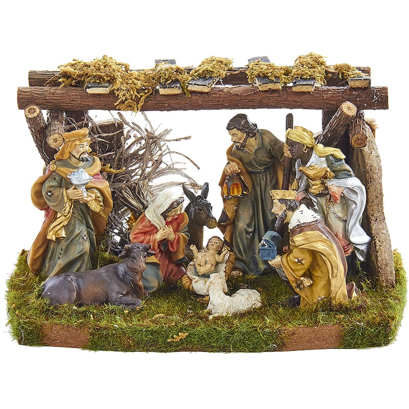 Kurt Adler Nativity Set with 9 Figures and Stable