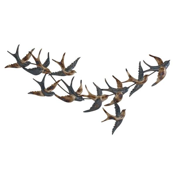 Eclectic 27 X 5 Inch Black Metal Bird Wall Decor By