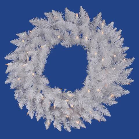 Vickerman's 30-inch White Spruce Wreath with 50 Clear Dura-Lit Lights