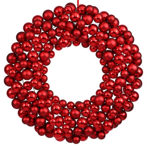 Vickerman Red-colored 24-inch Ball Wreath