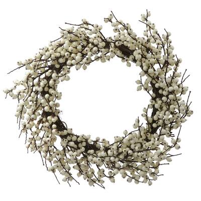 White Indoor/Outdoor 28-inch Berry Wreath