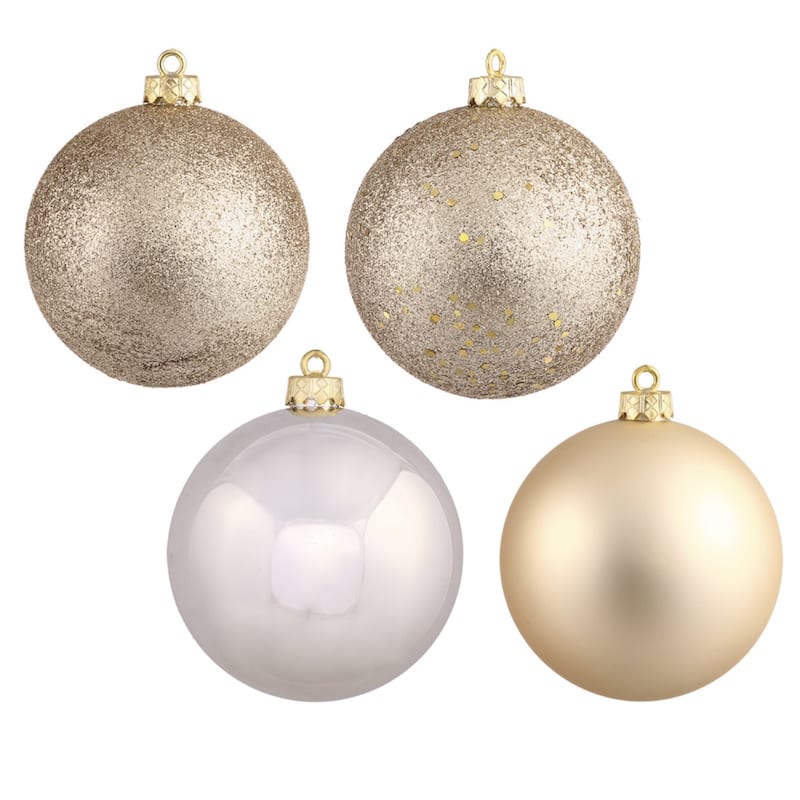 Champagne Finish Plastic 2.4-inch Assorted Ball Ornaments (Pack of 24)