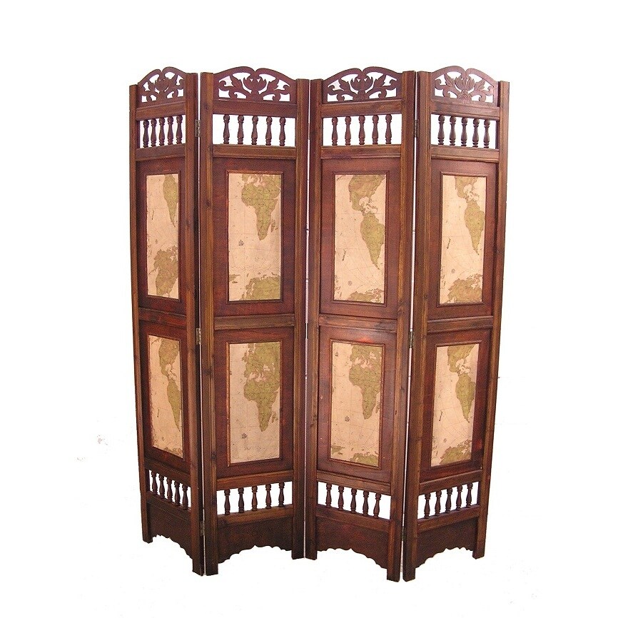 Vintage Old World Wood 6 Foot Tall Room Divider Screen Overstock 13001713