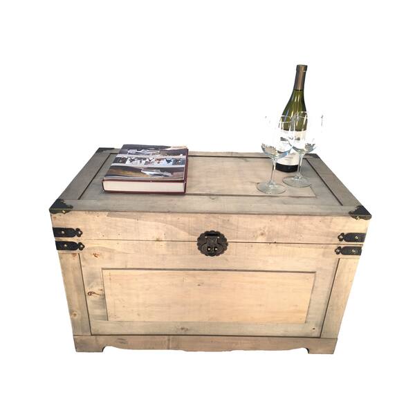 Decorative Newport Medium Wood Steamer Trunk Wooden Beige Treasure Hope Chest On Sale Overstock 13001744