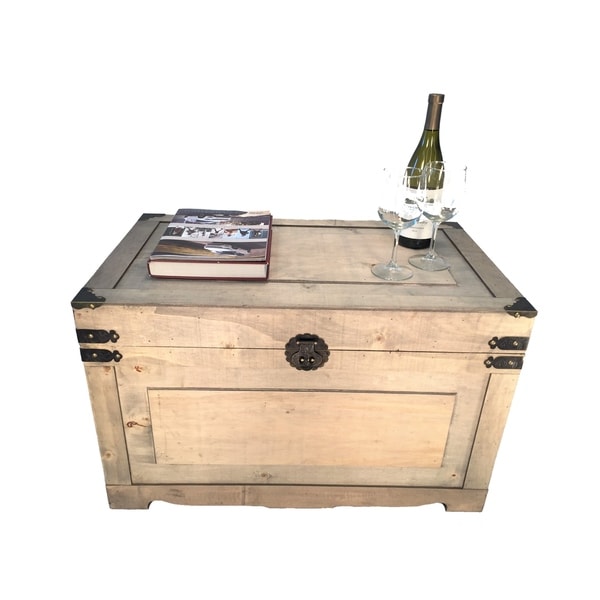 Newport Beige-colored Wooden Decorative Large Steamer Trunk