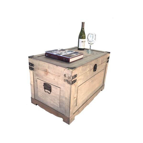 Shop Newport Beige Colored Wooden Decorative Large Steamer Trunk