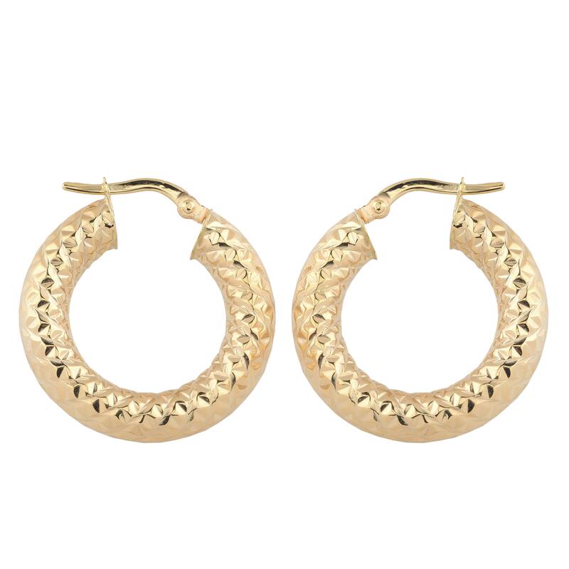 Fremada Italian 14k Yellow Gold 5x15-mm Bold Hoop Earrings