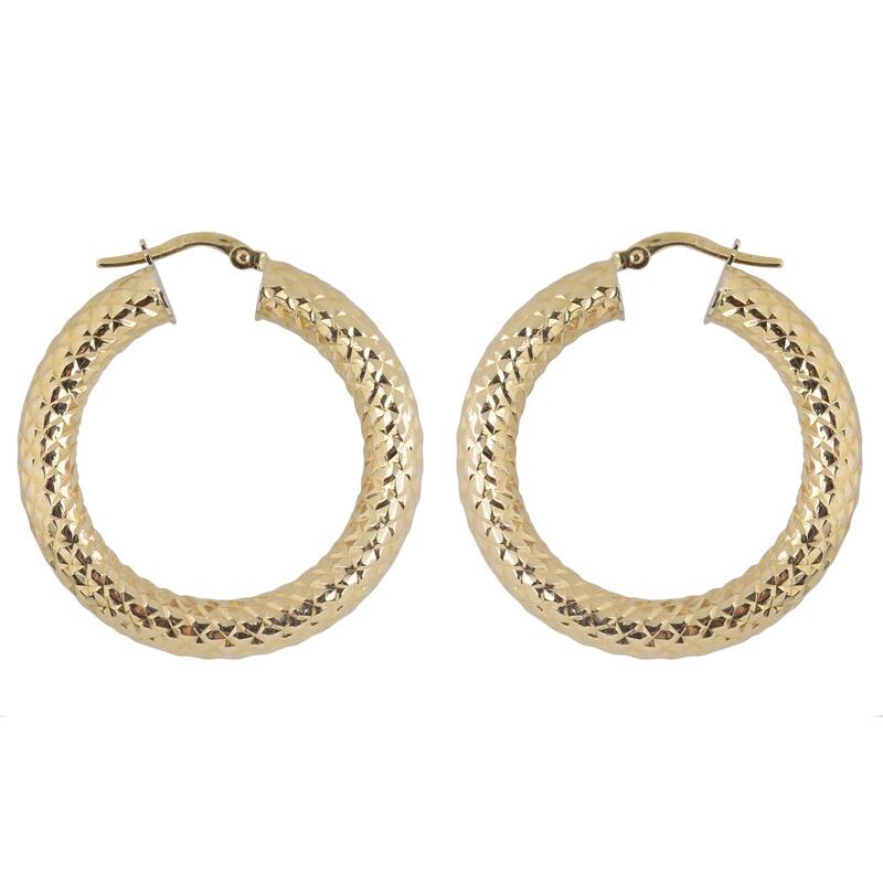 Fremada Italian 14k Yellow Gold 5x25-mm Bold Hoop Earrings