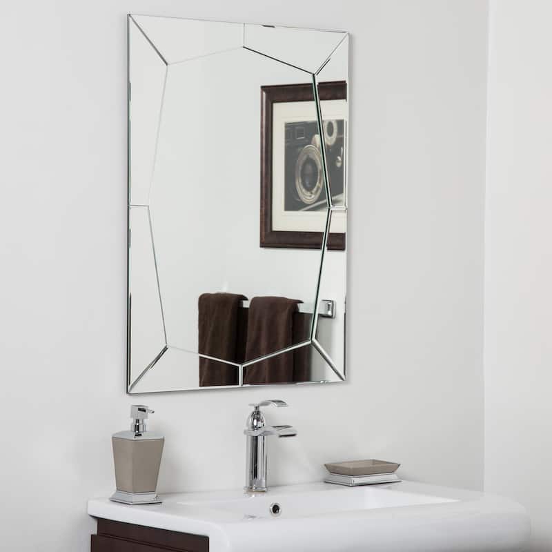Carstadt Modern Clear Glass Frameless Bathroom Mirror - Silver - 31.5Hx23.6Wx.5D