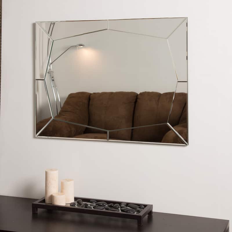 Carstadt Modern Clear Glass Frameless Bathroom Mirror - Silver - 31.5Hx23.6Wx.5D