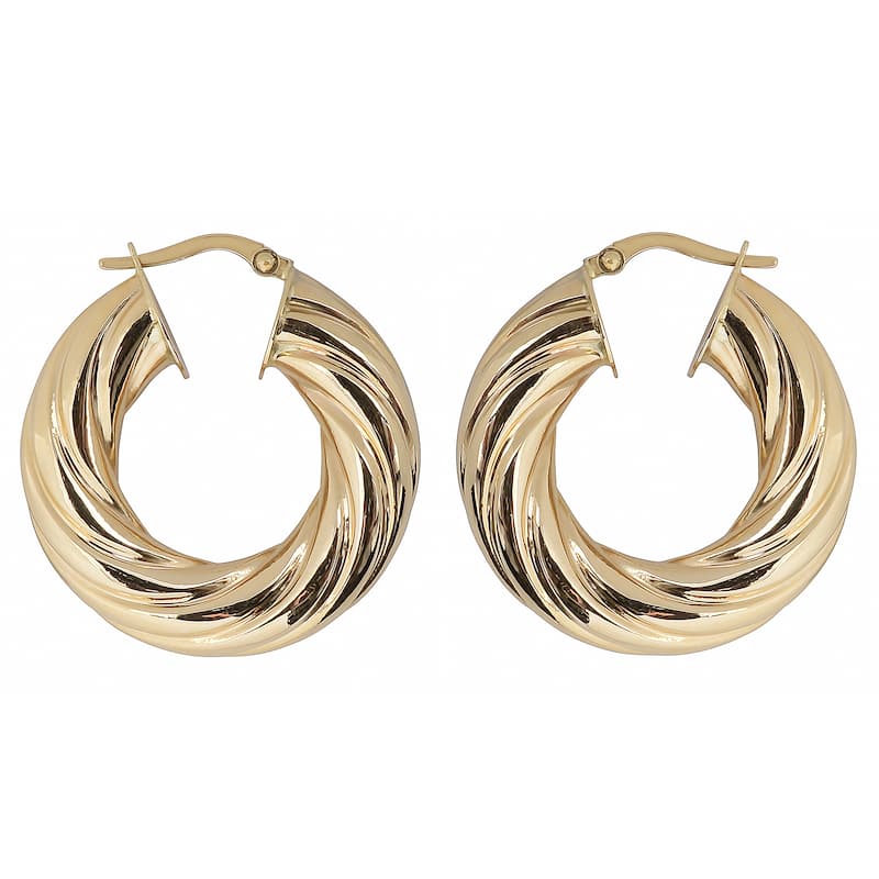 Fremada Italian Bold 14k Yellow Gold Round Hoop Earrings